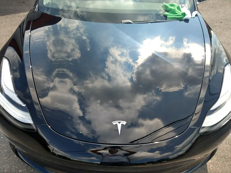 Black Tesla centered — finished ceramic coating cars