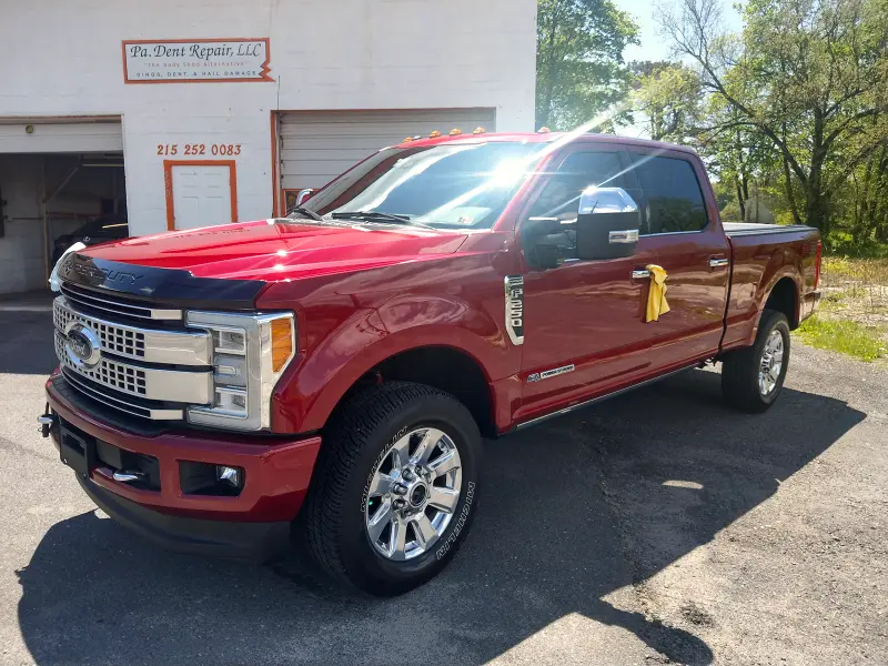 Red Ford truck angled right — ceramic coating trucks results