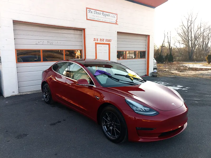 right view red tesla fresh ceramic