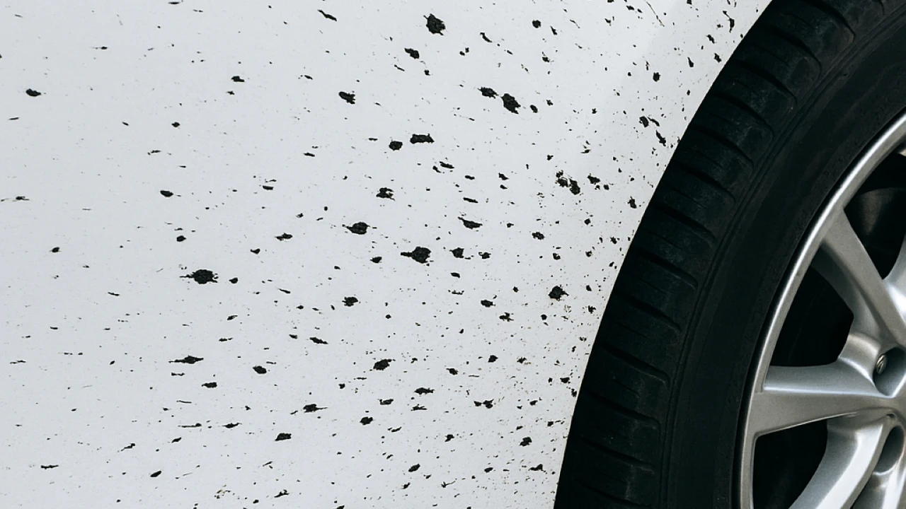 Tar splatter on car panel showing how to remove tar from car and remove road tar from car safely
